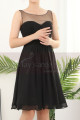 Robe Noire De Cocktail Courte Dos Nu Mousseline - Ref C904 - 03