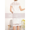 Cape-Sleeve Lace Straight Short White Dress For Civil Wedding - Ref C905 - 02