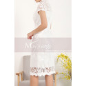 Cape-Sleeve Lace Straight Short White Dress For Civil Wedding - Ref C905 - 03
