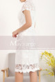 Cape-Sleeve Lace Straight Short White Dress For Civil Wedding - Ref C905 - 03