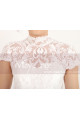 Cape-Sleeve Lace Straight Short White Dress For Civil Wedding - Ref C905 - 07