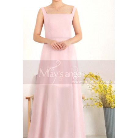 Chiffon Pink Evening Square Neck Dress For Women