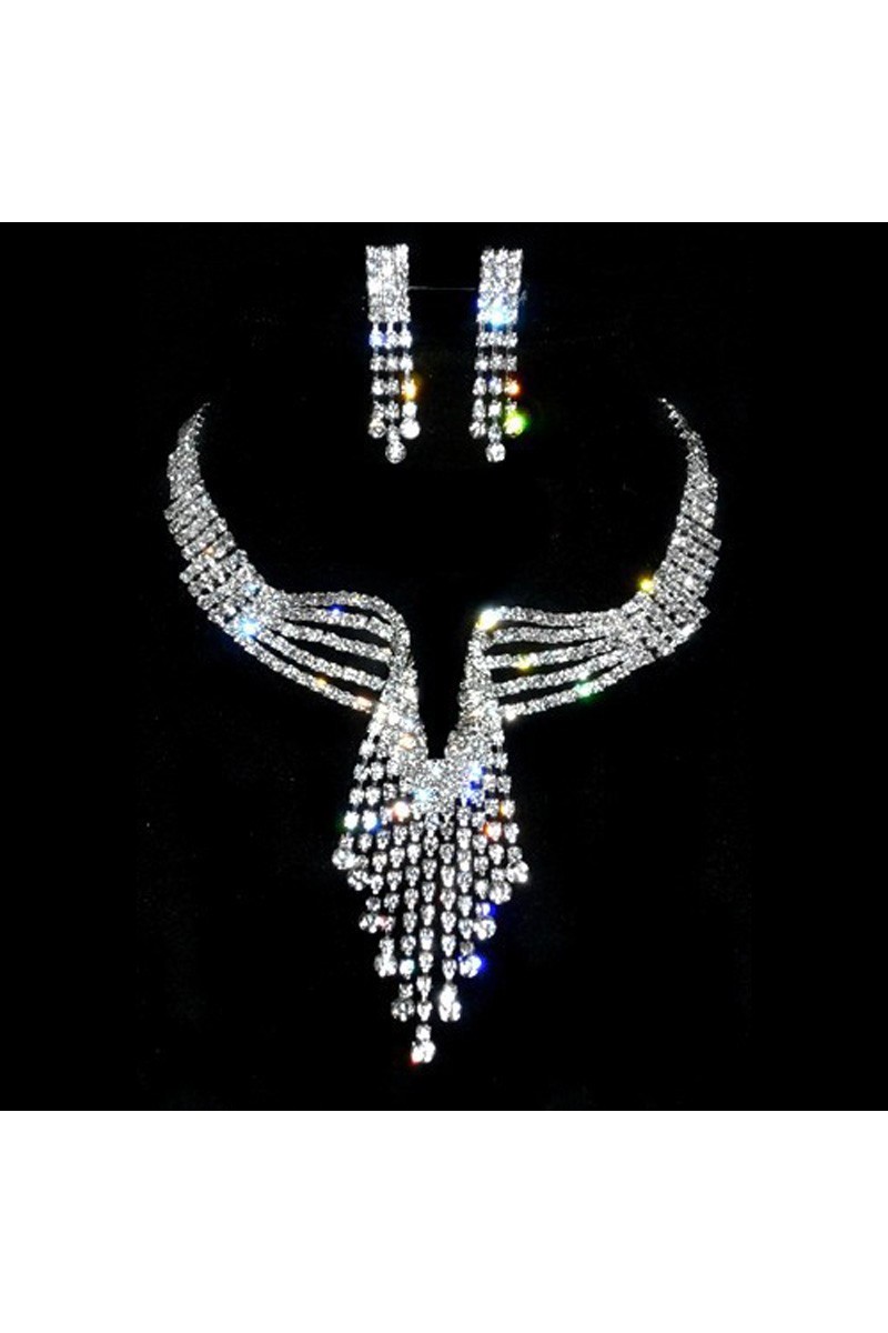 Multicolor sparkly wedding necklace set - Ref E065 - 01