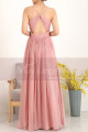 Draped V-Neck Simple Prom Dresses In Pink With Strap - Ref L1957 - 05