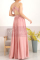 Draped V-Neck Simple Prom Dresses In Pink With Strap - Ref L1957 - 06