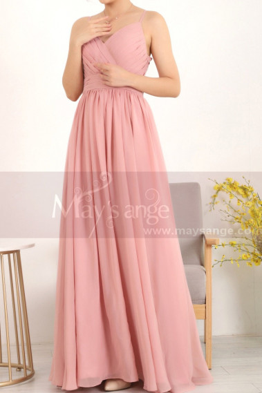 Draped V-Neck Simple Prom Dresses In Pink With Strap - L1957 #1