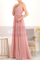 Draped V-Neck Simple Prom Dresses In Pink With Strap - Ref L1957 - 04