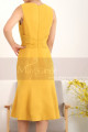 Stylish Belted Short Mermaid Mustard Yellow Dress - Ref C908 - 03