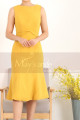 Stylish Belted Short Mermaid Mustard Yellow Dress - Ref C908 - 05