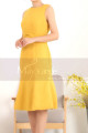 Stylish Belted Short Mermaid Mustard Yellow Dress - Ref C908 - 06