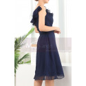 Robe Courte Bleu Marine Asymétrique Décolleté A Volant - Ref C909 - 04