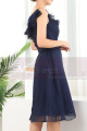 Ruffle Neckline One Shoulder Navy Blue Birthday Dress For Women - Ref C909 - 04