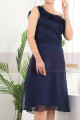 Ruffle Neckline One Shoulder Navy Blue Birthday Dress For Women - Ref C909 - 06