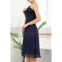 Ruffle Neckline One Shoulder Navy Blue Birthday Dress For Women - Ref C909 - 07