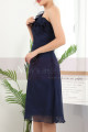 Ruffle Neckline One Shoulder Navy Blue Birthday Dress For Women - Ref C909 - 07
