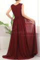 Long A-Line Burgundy Bridesmaid Dresses In Chiffon Without Sleeves - Ref L1958 - 02
