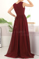 Long A-Line Burgundy Bridesmaid Dresses In Chiffon Without Sleeves - Ref L1958 - 04