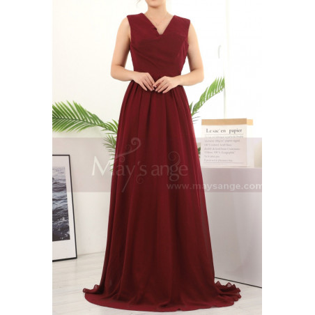 Long A-Line Burgundy Bridesmaid Dresses In Chiffon Without Sleeves