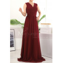 Long A-Line Burgundy Bridesmaid Dresses In Chiffon Without Sleeves - Ref L1958 - 06