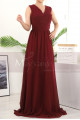 Long A-Line Burgundy Bridesmaid Dresses In Chiffon Without Sleeves - Ref L1958 - 06