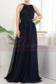 Long Backless Navy Blue Prom Dresses Licou Collar - Ref L1959 - 04