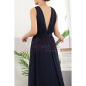 Long Backless Navy Blue Prom Dresses Licou Collar - Ref L1959 - 02