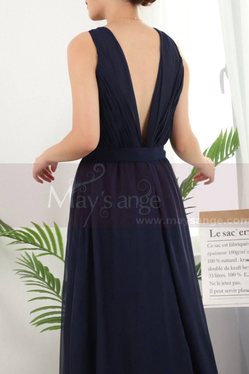 Long Backless Navy Blue Prom Dresses Licou Collar - Ref L1959 - 01