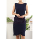 Sleeveless Short Blue Party Dresses Wrap Skirt - Ref C912 - 03