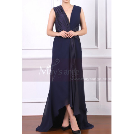 Robe Mère De La Mariée Bleu Classe Asymétrique