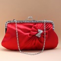 Red satin clutch with Strass and knot - Ref SAC118 - 02