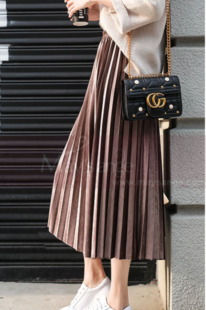 Jupe Longue Plissée Marron Marks And Spencer Femme Taille 20