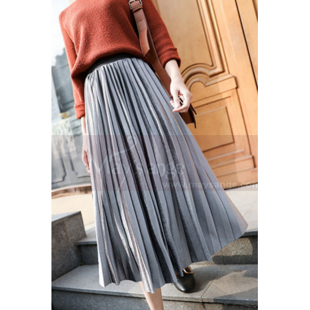 Jupe plisse gris femme