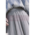 Jupe En Tulle Longue Gris Argenté - Ref ju067 - 03