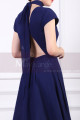 Chiffon Cut Out Back Long Blue Evening Dress With Small Train - Ref L1961 - 03