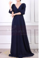 V-Neck Blue Long Sleeve Maxi Dress For Ceremony - Ref L1962 - 03