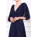 V-Neck Blue Long Sleeve Maxi Dress For Ceremony - Ref L1962 - 04