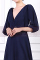 V-Neck Blue Long Sleeve Maxi Dress For Ceremony - Ref L1962 - 04