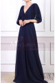 V-Neck Blue Long Sleeve Maxi Dress For Ceremony - Ref L1962 - 05
