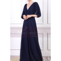 V-Neck Blue Long Sleeve Maxi Dress For Ceremony - Ref L1962 - 06
