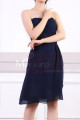 Strapless Short Navy Dress Chiffon Black Flower Belt - Ref C915 - 03