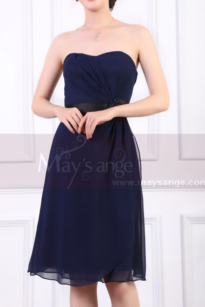 Strapless Chiffon Short Dresses with Bow Mulberry main image 1