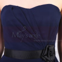 Strapless Short Navy Dress Chiffon Black Flower Belt - Ref C915 - 07