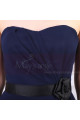 Robe Bustier Courte Bleu Mousseline Ceinture A Fleur Noire - Ref C915 - 07