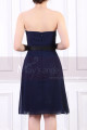 Strapless Short Navy Dress Chiffon Black Flower Belt - Ref C915 - 06