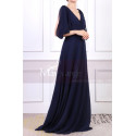 V-Neck Blue Long Sleeve Maxi Dress For Ceremony - Ref L1962 - 08