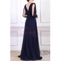 V-Neck Blue Long Sleeve Maxi Dress For Ceremony - Ref L1962 - 09