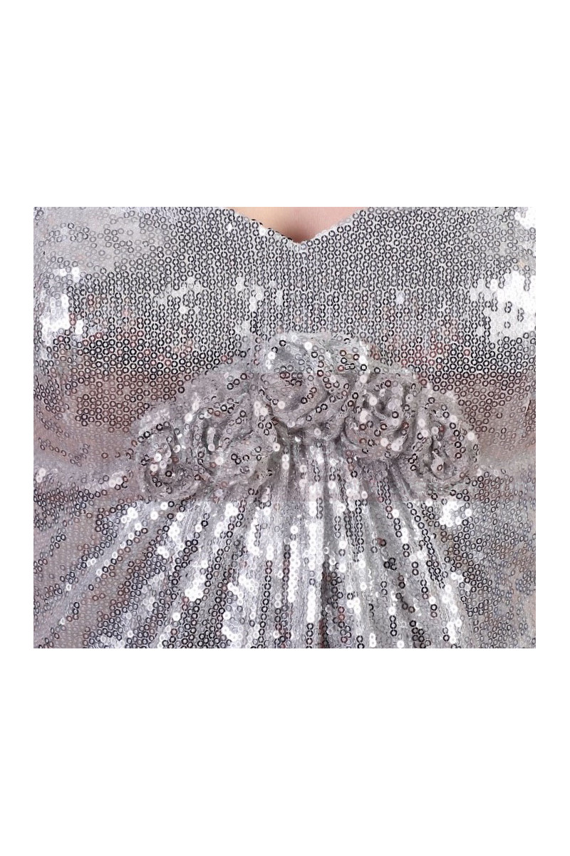Robe Paillette Courte Gris Argenté A Bretelles Fines ...