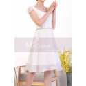Cap Sleeve Short White Lace Party Dresses With Shiny Belt - Ref C920 - 02