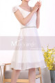 Cap Sleeve Short White Lace Party Dresses With Shiny Belt - Ref C920 - 02