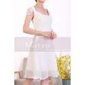 Cap Sleeve Short White Lace Party Dresses With Shiny Belt - Ref C920 - 03